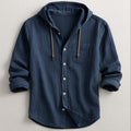 Benjamin - Men's Hooded Long Sleeve Button-Up Shirt
