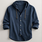 Benjamin - Men's Hooded Long Sleeve Button-Up Shirt