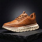 Benson - Men's Textured Leather Lace-Up Sneakers