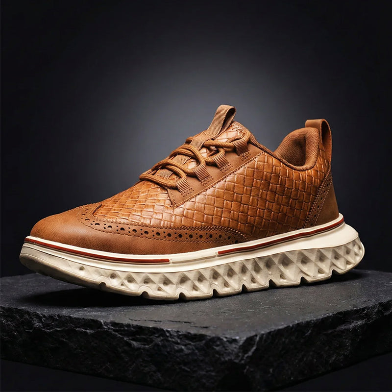 Benson - Men's Textured Leather Lace-Up Sneakers