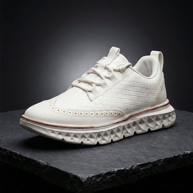 Benson - Men's Textured Leather Lace-Up Sneakers