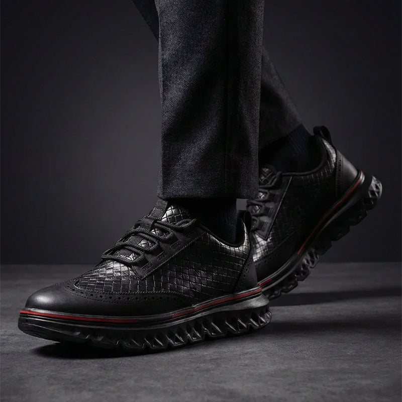 Benson - Men's Textured Leather Lace-Up Sneakers