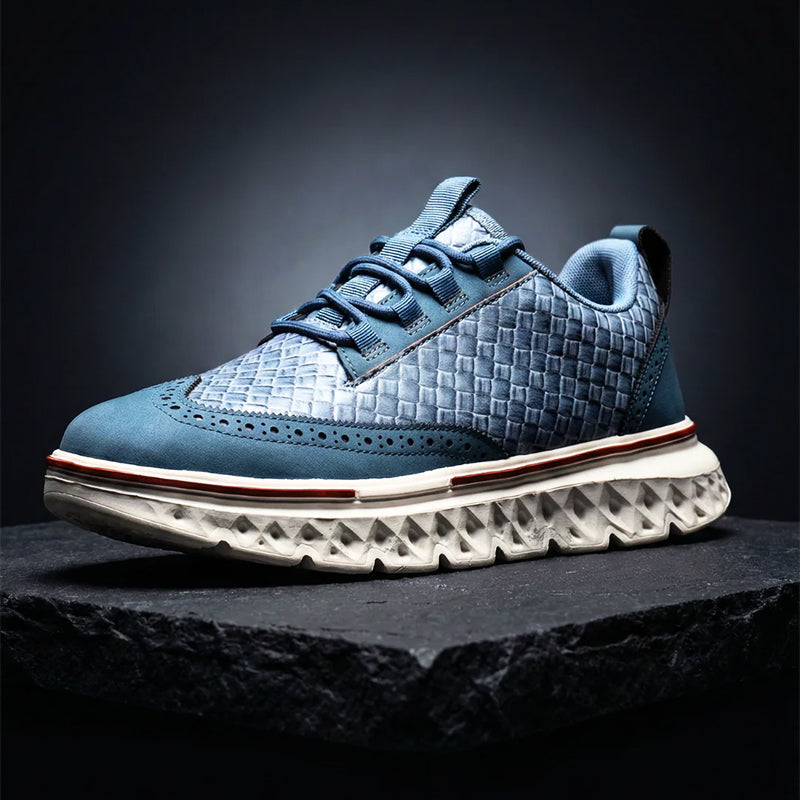 Benson - Men's Textured Leather Lace-Up Sneakers