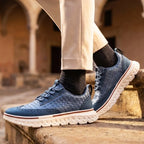 Benson - Men's Textured Leather Lace-Up Sneakers