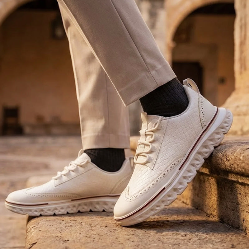 Benson - Men's Textured Leather Lace-Up Sneakers