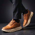 Benson - Men's Textured Leather Lace-Up Sneakers