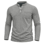 Bradford - Men's Long Sleeve Henley Shirt with Chest Pocket