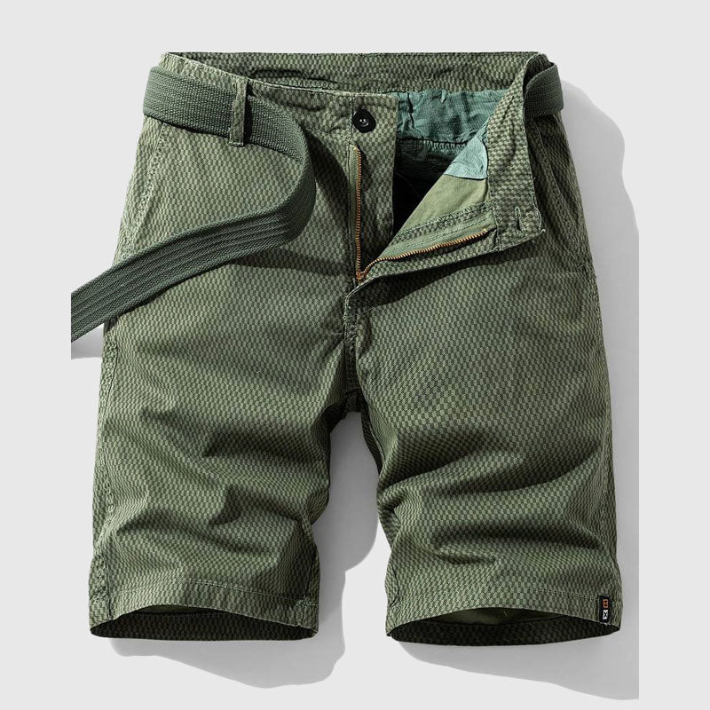 Bradley - Men's Cotton Mid-Length Textured Cargo Shorts