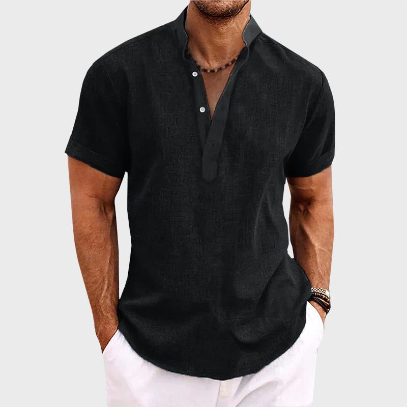 Brandon - Men's Textured Short Sleeve Henley Shirt