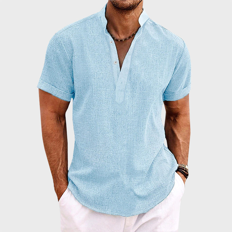Brandon - Men's Textured Short Sleeve Henley Shirt