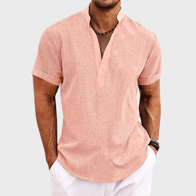 Brandon - Men's Textured Short Sleeve Henley Shirt