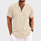 Brandon - Men's Textured Short Sleeve Henley Shirt