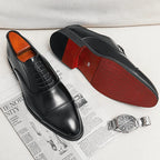 Brent - Men's Cap-Toe Lace-Up Red Sole Leather Oxfords