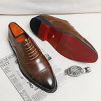 Brent - Men's Cap-Toe Lace-Up Red Sole Leather Oxfords