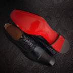 Brent - Men's Cap-Toe Lace-Up Red Sole Leather Oxfords