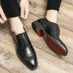 Brent - Men's Cap-Toe Lace-Up Red Sole Leather Oxfords