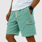Brian - Men's Corduroy Drawstring Cargo Linen Shorts