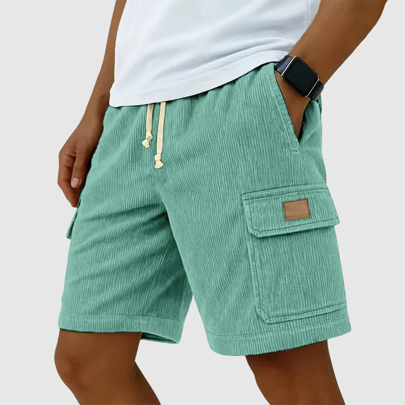 Brian - Men's Corduroy Drawstring Cargo Linen Shorts