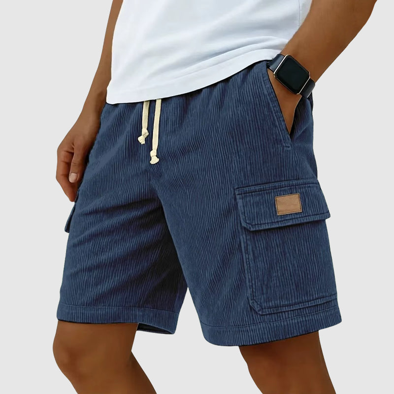 Brian - Men's Corduroy Drawstring Cargo Linen Shorts