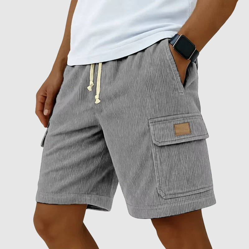 Brian - Men's Corduroy Drawstring Cargo Linen Shorts