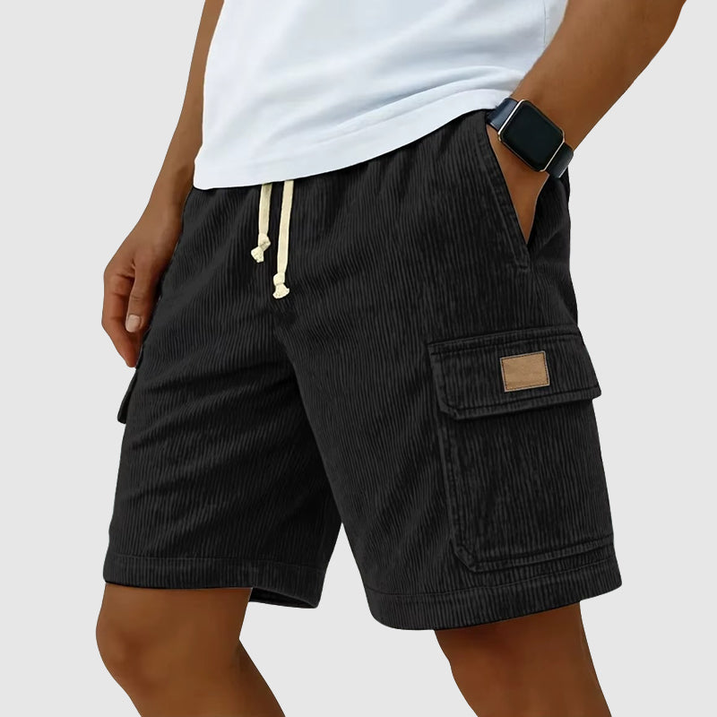 Brian - Men's Corduroy Drawstring Cargo Linen Shorts
