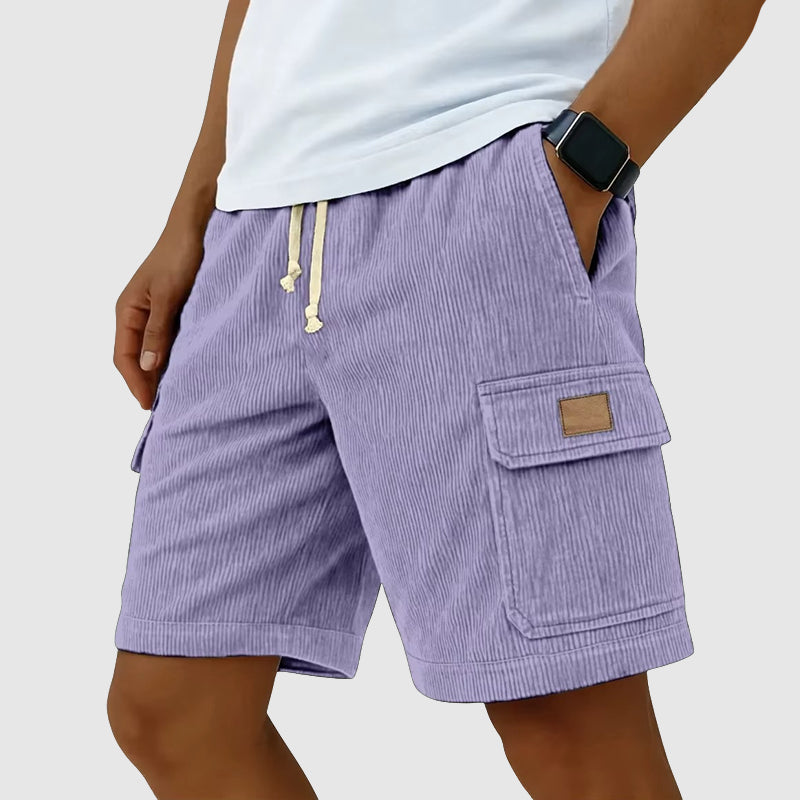 Brian - Men's Corduroy Drawstring Cargo Linen Shorts