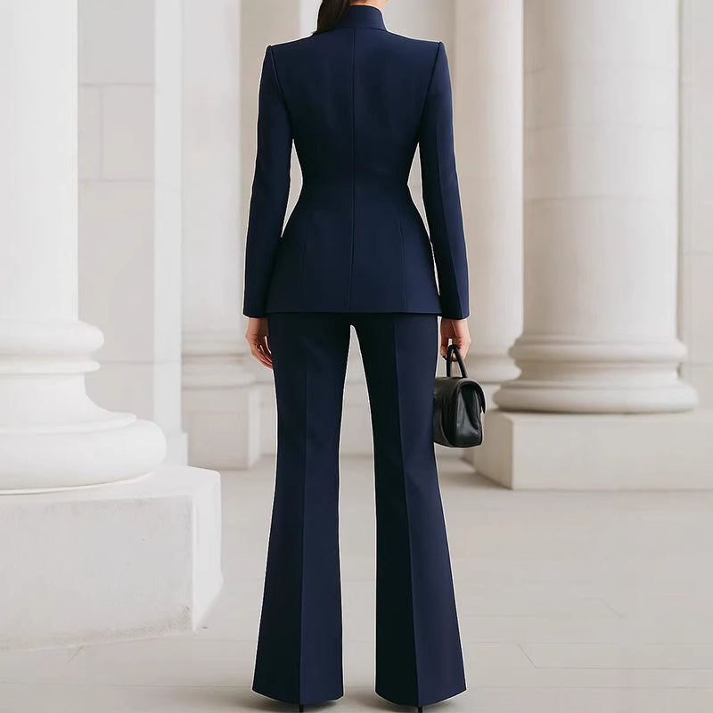 Brianna - Women’s Tailored High-Neck Blazer Suit Set