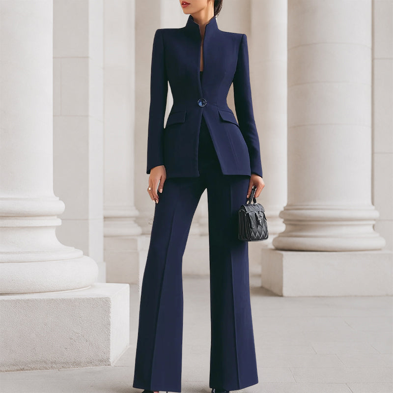 Brianna - Women’s Tailored High-Neck Blazer Suit Set