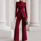 Brianna - Women’s Tailored High-Neck Blazer Suit Set