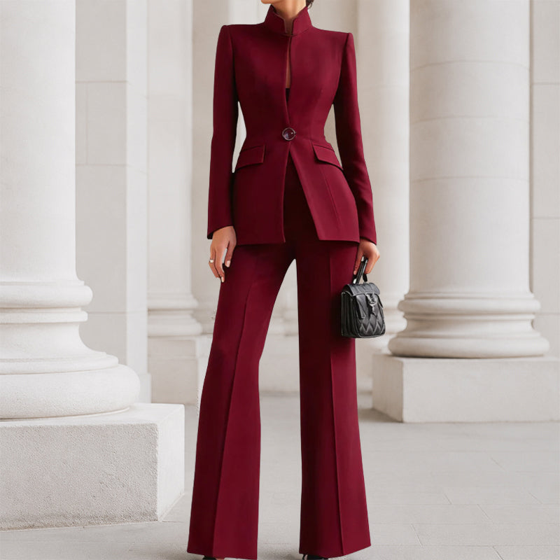 Brianna - Women’s Tailored High-Neck Blazer Suit Set