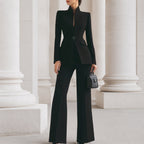 Brianna - Women’s Tailored High-Neck Blazer Suit Set