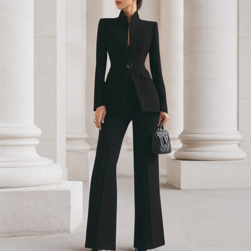 Brianna - Women’s Tailored High-Neck Blazer Suit Set