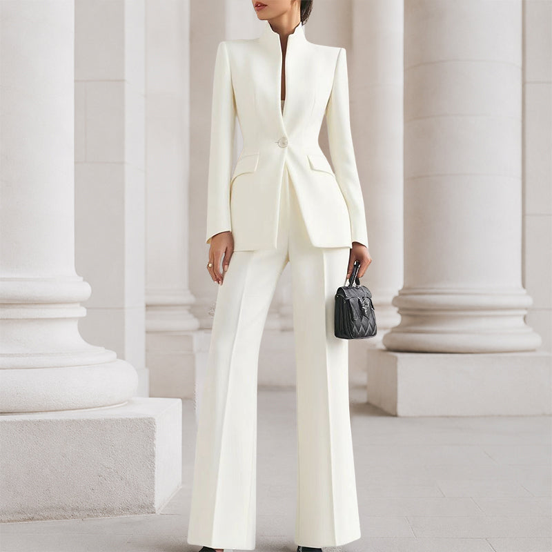 Brianna - Women’s Tailored High-Neck Blazer Suit Set