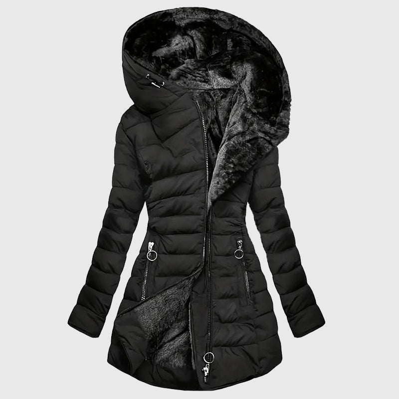 Brooke - Women's Plush-Lined Hooded Long Puffer Coat