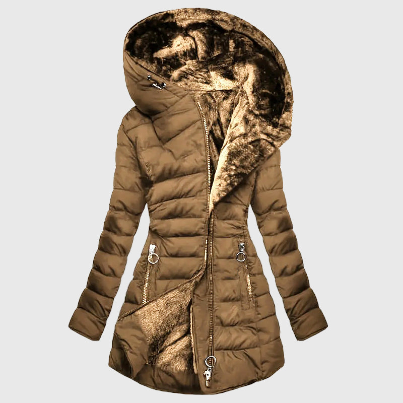 Brooke - Women's Plush-Lined Hooded Long Puffer Coat