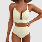 Brooke - Women's Ruched High-Waist Cutout Bikini Set