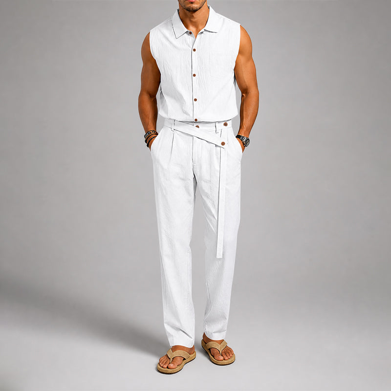 Brooks - Men's Sleeveless Shirt and Pleated Pants Set