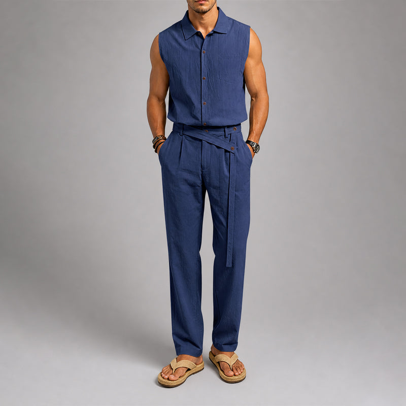 Brooks - Men's Sleeveless Shirt and Pleated Pants Set