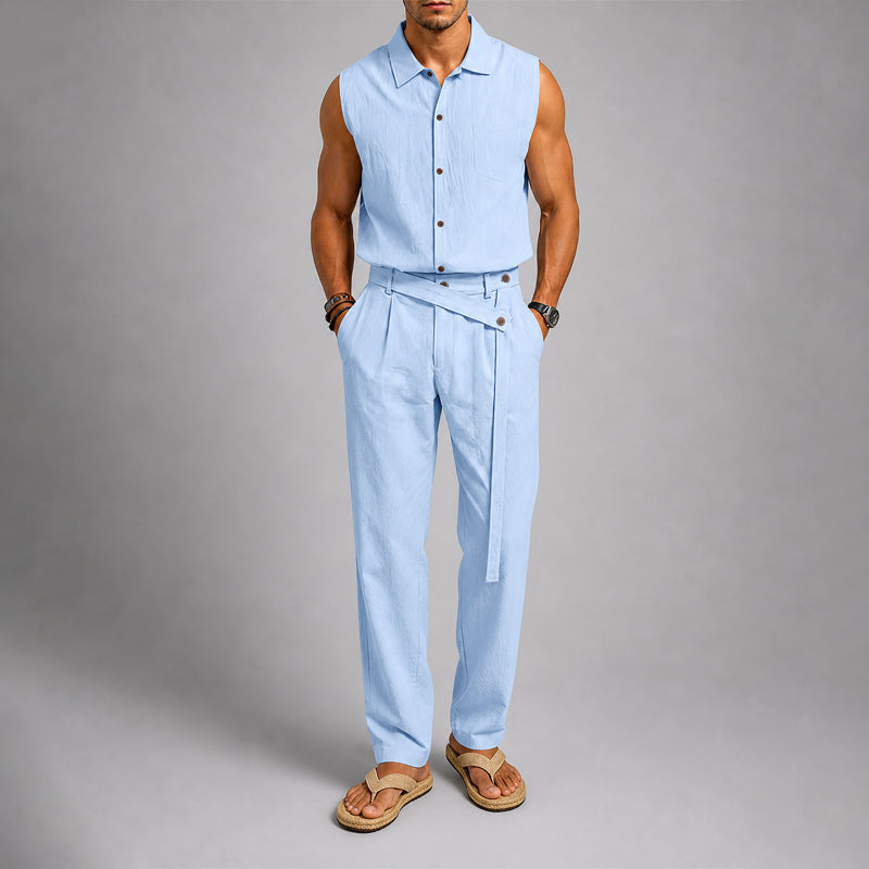 Brooks - Men's Sleeveless Shirt and Pleated Pants Set