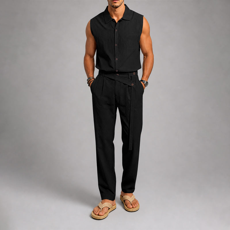 Brooks - Men's Sleeveless Shirt and Pleated Pants Set