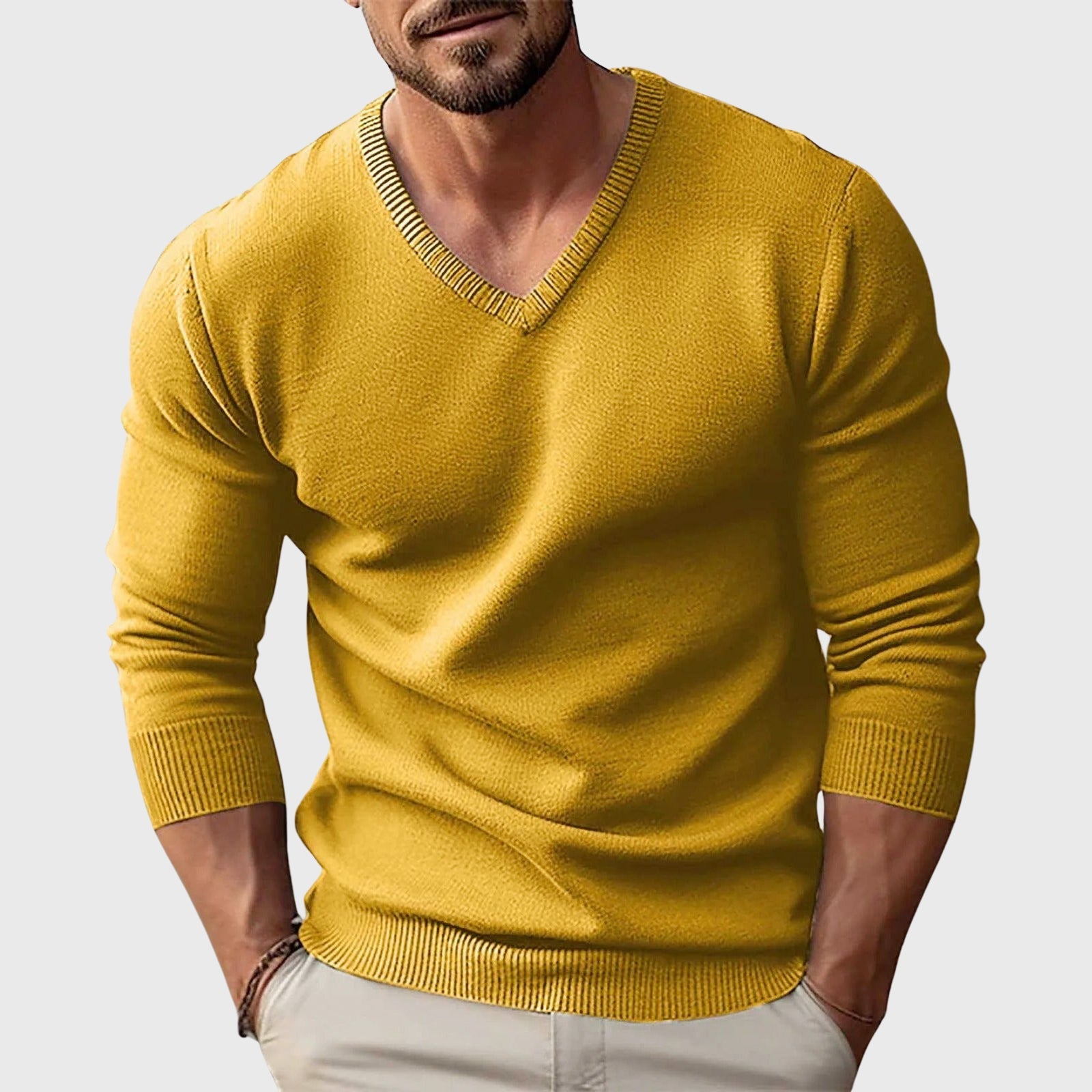 Bryce -  Men's V-Neck Knit Pullover Sweater