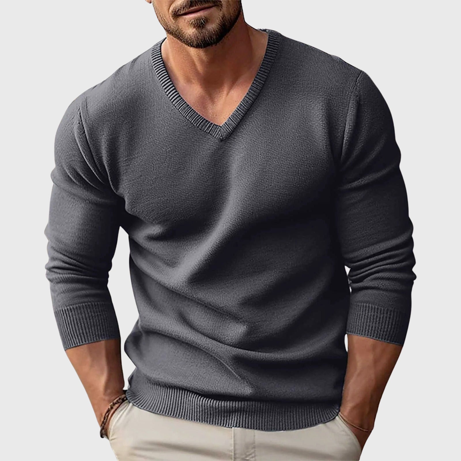 Bryce -  Men's V-Neck Knit Pullover Sweater