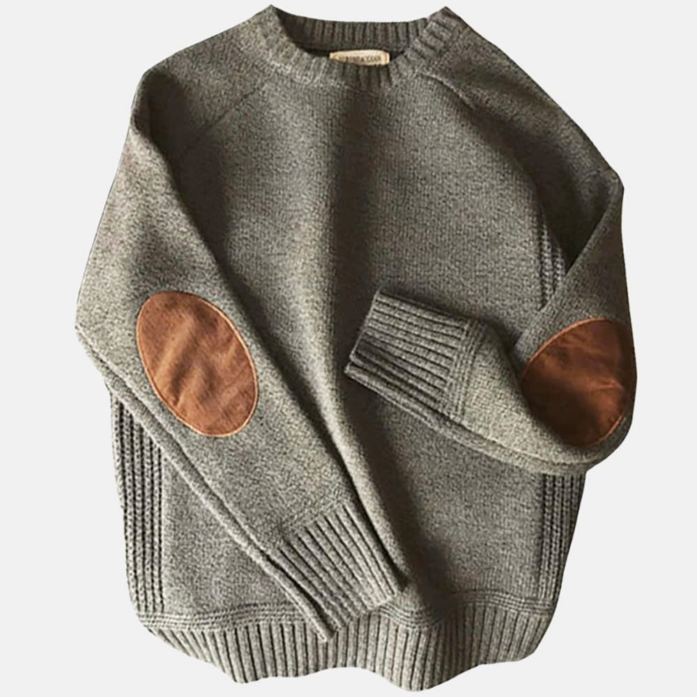 Bryer - Men's Urban Elbow Patch Crewneck Knit Sweater