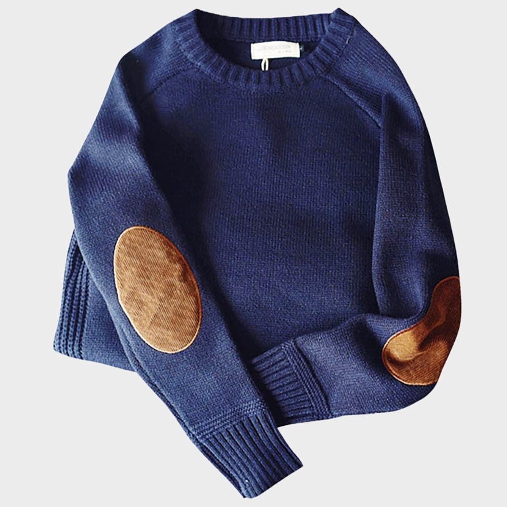 Bryer - Men's Urban Elbow Patch Crewneck Knit Sweater