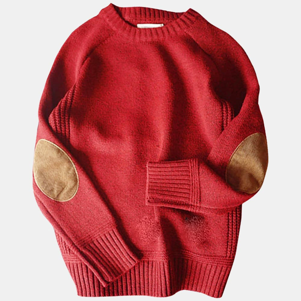 Bryer - Men's Urban Elbow Patch Crewneck Knit Sweater