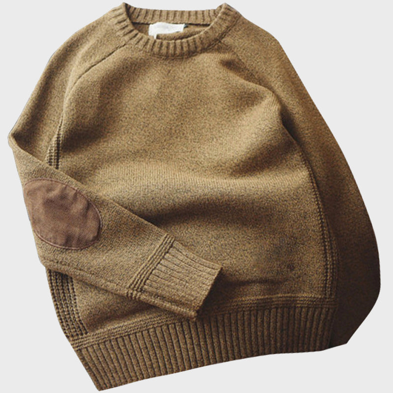 Bryer - Men's Urban Elbow Patch Crewneck Knit Sweater