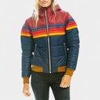 Caitlin - Women's Retro Striped Hooded Puffer Jacket