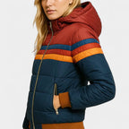 Caitlin - Women's Retro Striped Hooded Puffer Jacket
