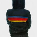 Caitlin - Women's Retro Striped Hooded Puffer Jacket