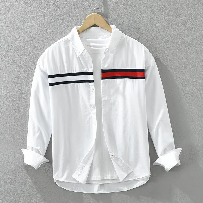 Caleb - Men's Chest Stripe Casual Button-Down Shirt